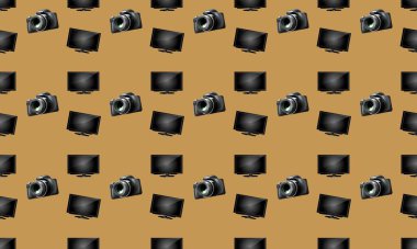 Farklı aksesuarlara sahip renkli arkaplan