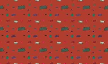 Farklı aksesuarlara sahip renkli arkaplan