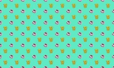 Farklı aksesuarlara sahip renkli arkaplan