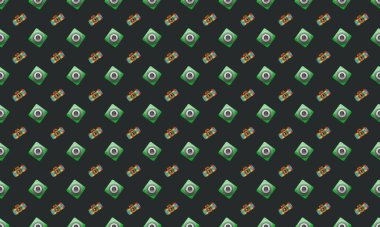 Farklı aksesuarlara sahip renkli arkaplan