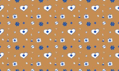 Farklı aksesuarlara sahip renkli arkaplan