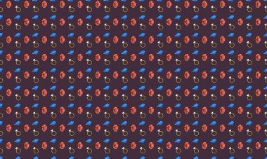 Farklı aksesuarlara sahip renkli arkaplan