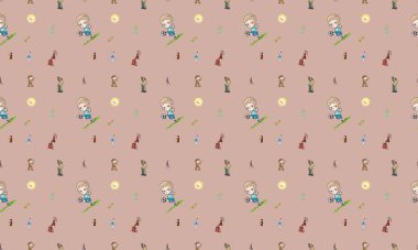 Farklı aksesuarlara sahip renkli arkaplan