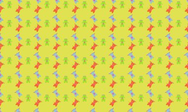 Farklı aksesuarlara sahip renkli arkaplan