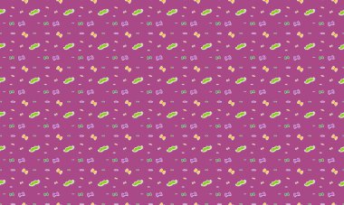 Farklı aksesuarlara sahip renkli arkaplan