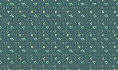 Farklı aksesuarlara sahip renkli arkaplan