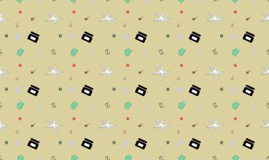 Farklı aksesuarlara sahip renkli arkaplan