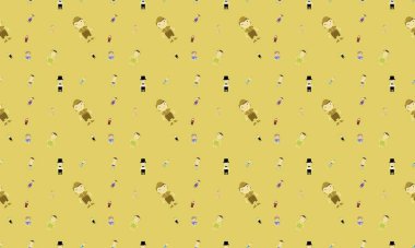 Farklı aksesuarlara sahip renkli arkaplan