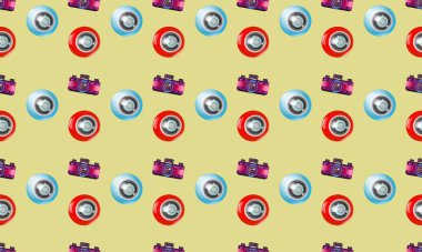 Farklı aksesuarlara sahip renkli arkaplan