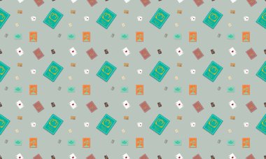 Farklı aksesuarlara sahip renkli arkaplan