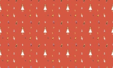 Farklı aksesuarlara sahip renkli arkaplan