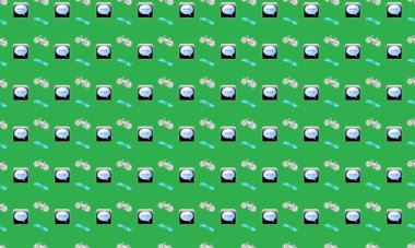 Farklı aksesuarlara sahip renkli arkaplan