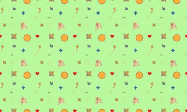 Farklı aksesuarlara sahip renkli arkaplan