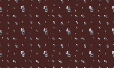 Farklı aksesuarlara sahip renkli arkaplan