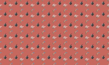 Farklı aksesuarlara sahip renkli arkaplan