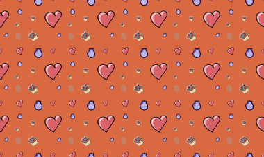 Farklı aksesuarlara sahip renkli arkaplan