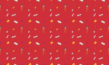 Farklı aksesuarlara sahip renkli arkaplan