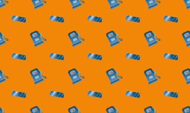 Farklı aksesuarlara sahip renkli arkaplan