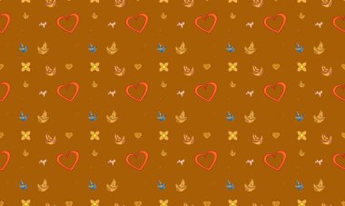 Farklı aksesuarlara sahip renkli arkaplan