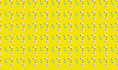 Farklı aksesuarlara sahip renkli arkaplan