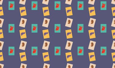 Farklı aksesuarlara sahip renkli arkaplan