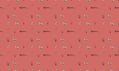 Farklı aksesuarlara sahip renkli arkaplan