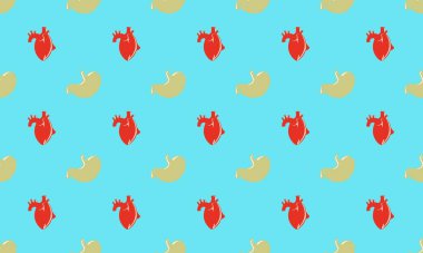 Farklı aksesuarlara sahip renkli arkaplan