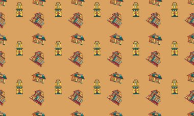 Farklı aksesuarlara sahip renkli arkaplan