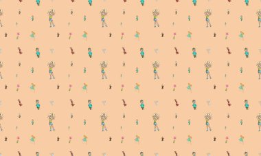 Farklı aksesuarlara sahip renkli arkaplan