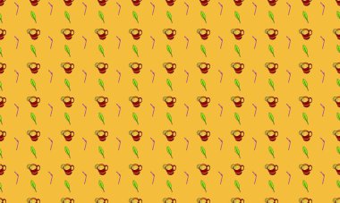 Farklı aksesuarlara sahip renkli arkaplan