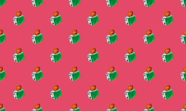 Farklı aksesuarlara sahip renkli arkaplan