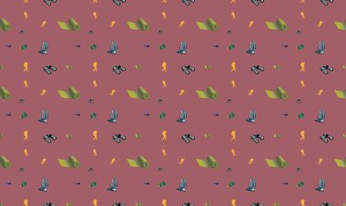 Farklı aksesuarlara sahip renkli arkaplan