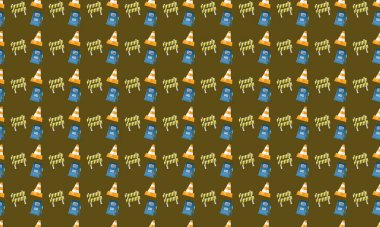 Farklı aksesuarlara sahip renkli arkaplan