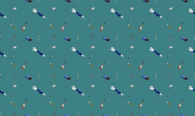 Farklı aksesuarlara sahip renkli arkaplan