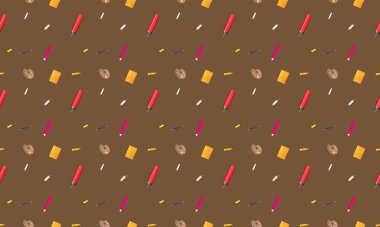 Farklı aksesuarlara sahip renkli arkaplan