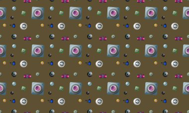 Farklı aksesuarlara sahip renkli arkaplan