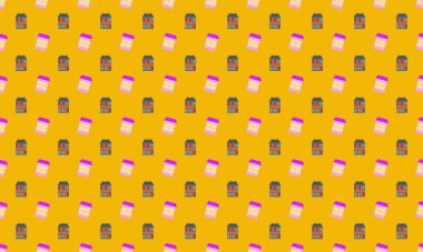 Farklı aksesuarlara sahip renkli arkaplan