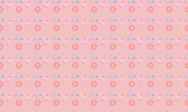 Farklı aksesuarlara sahip renkli arkaplan