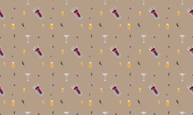 Farklı aksesuarlara sahip renkli arkaplan