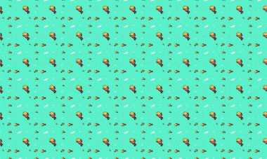 Farklı aksesuarlara sahip renkli arkaplan