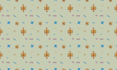 Farklı aksesuarlara sahip renkli arkaplan