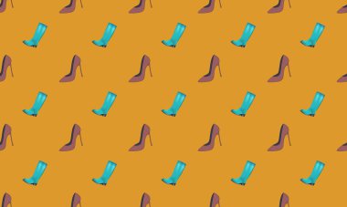 Farklı aksesuarlara sahip renkli arkaplan