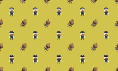 Farklı aksesuarlara sahip renkli arkaplan