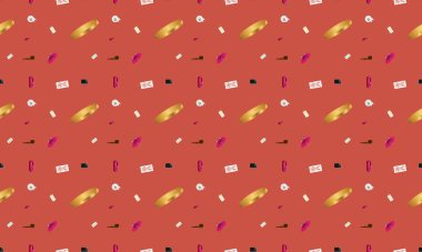 Farklı aksesuarlara sahip renkli arkaplan