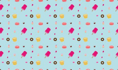 Farklı aksesuarlara sahip renkli arkaplan