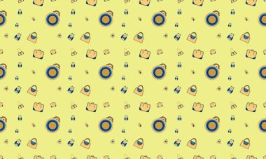 Farklı aksesuarlara sahip renkli arkaplan