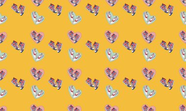 Farklı aksesuarlara sahip renkli arkaplan