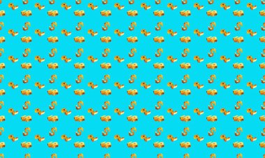 Farklı aksesuarlara sahip renkli arkaplan