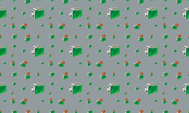 Farklı aksesuarlara sahip renkli arkaplan