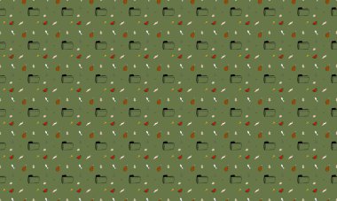 Farklı aksesuarlara sahip renkli arkaplan